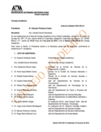 Acta de la sesión CUA-102-14