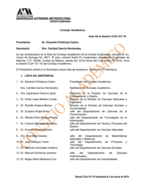 Acta de la sesión CUA-121-16