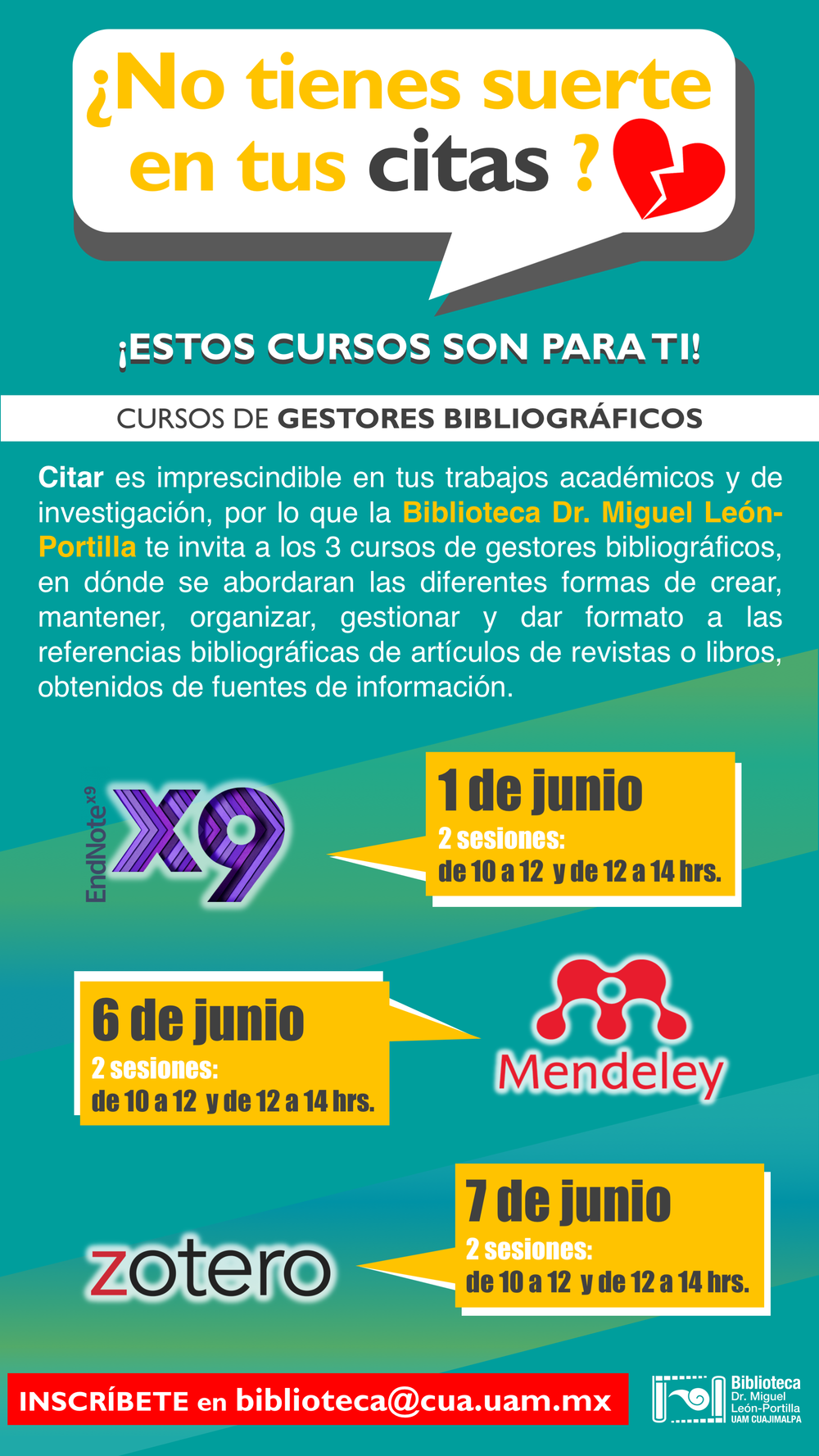 Flyer del curso de gestores bibliográficos