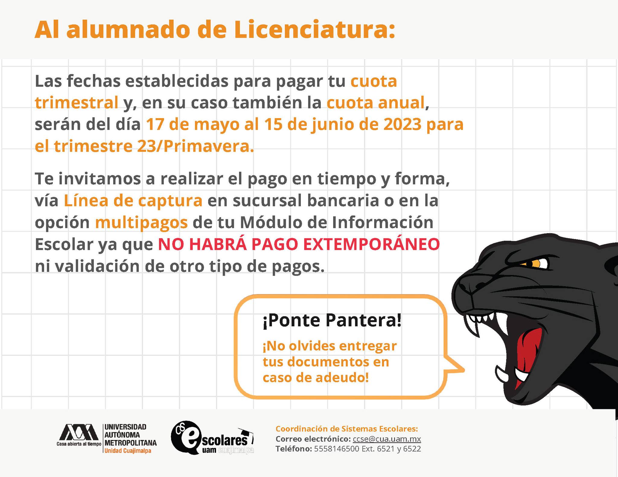 Aviso de pago para el trimestre 23P