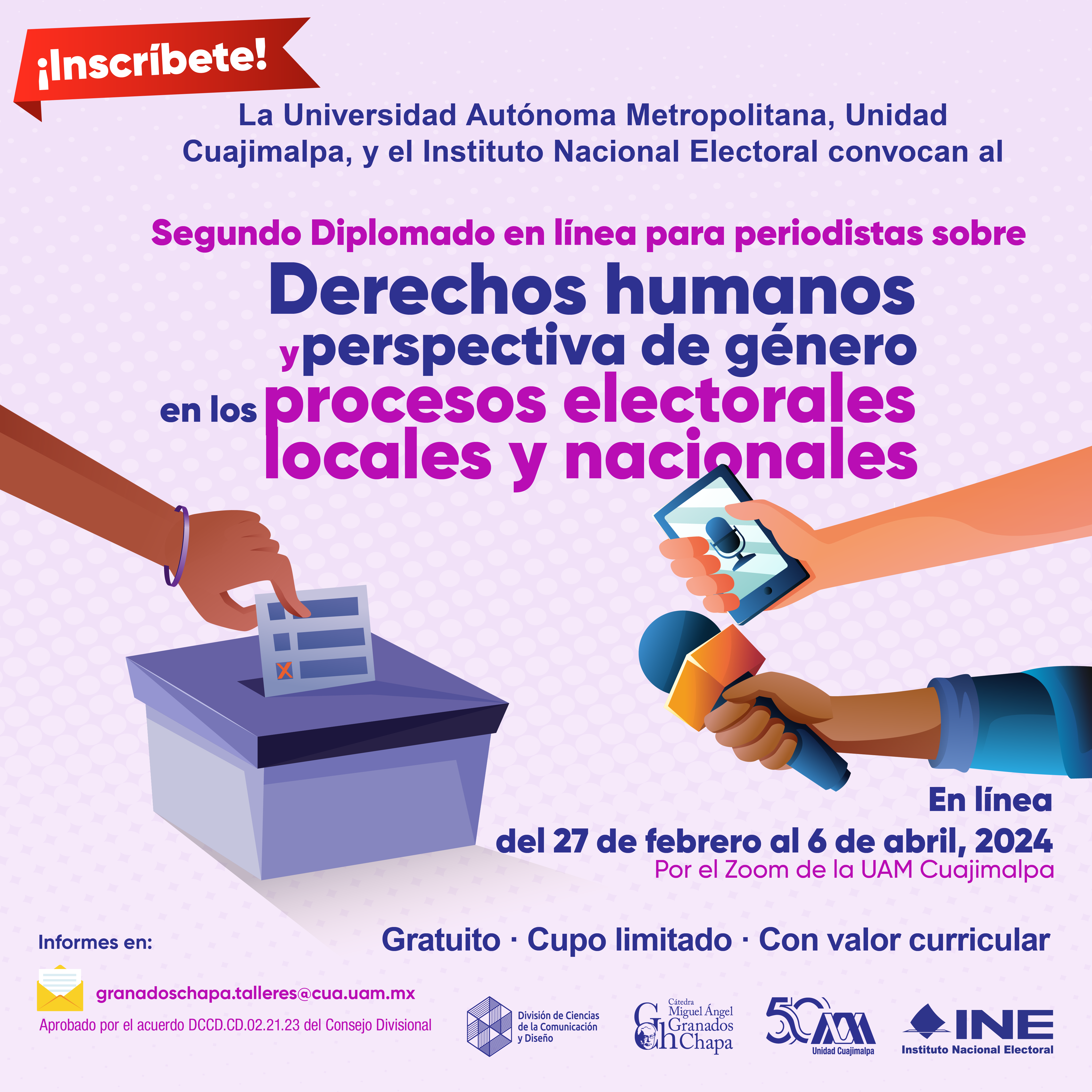 Segundo Diplomado en línea para periodistas sobre Derechos humanos perspectiva de género en los procesos electorales locales y nacionales