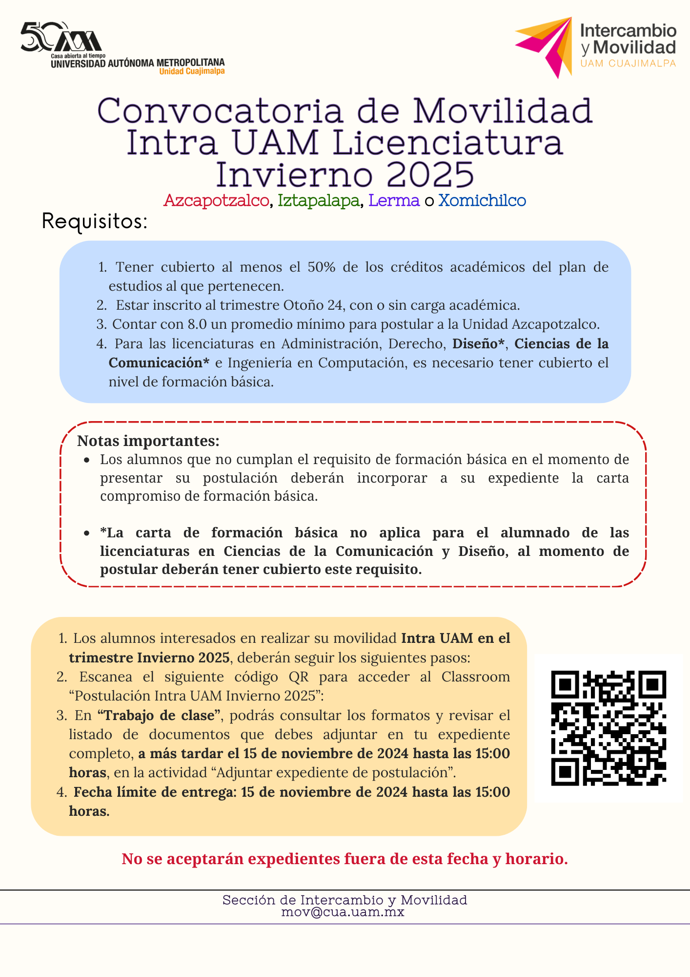 Convocatoria Intra UAM I25